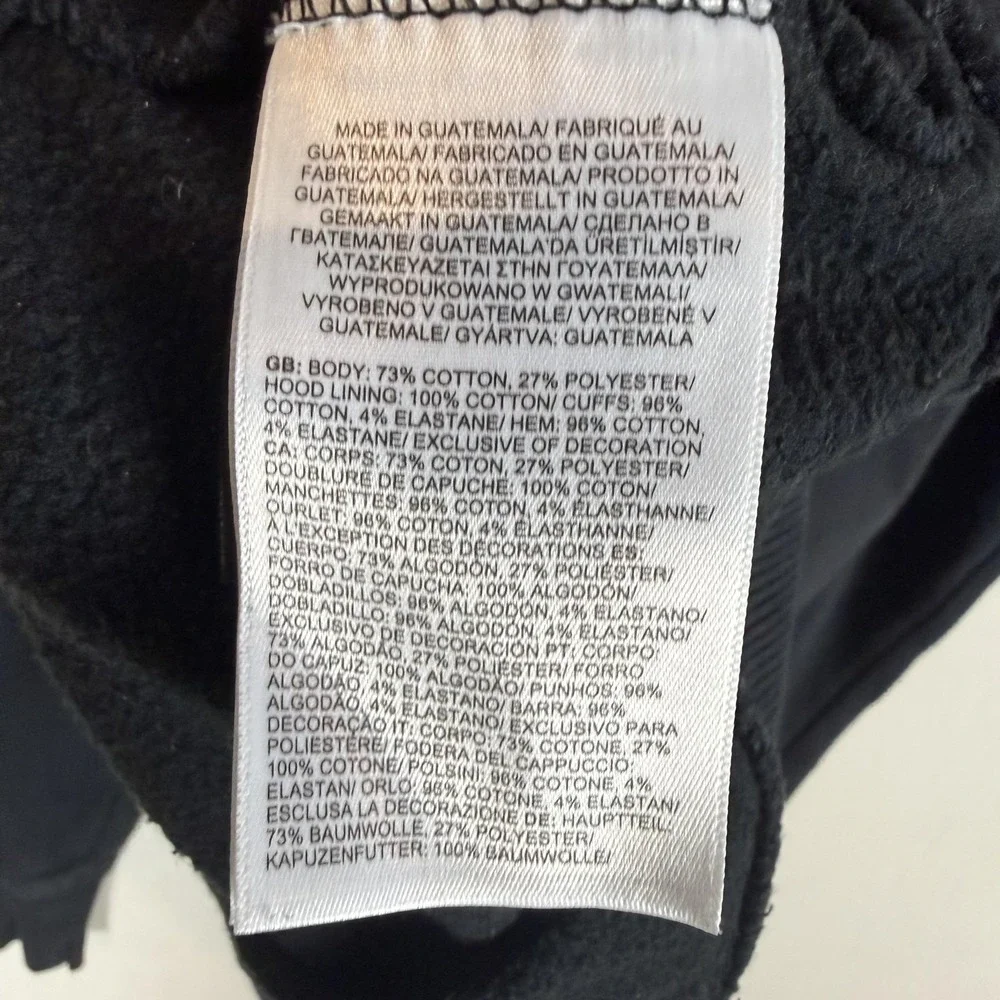 The North Face Hoodie Mens Small Black Pullover Fleece Big Logo‎ Kangaroo